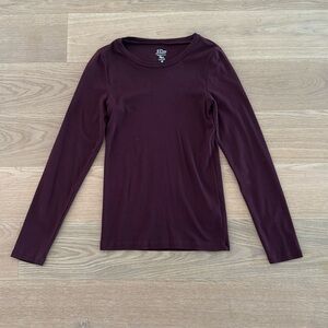 J. Crew Women's Burgundy Long Sleeve Perfect Fit Top Sz M